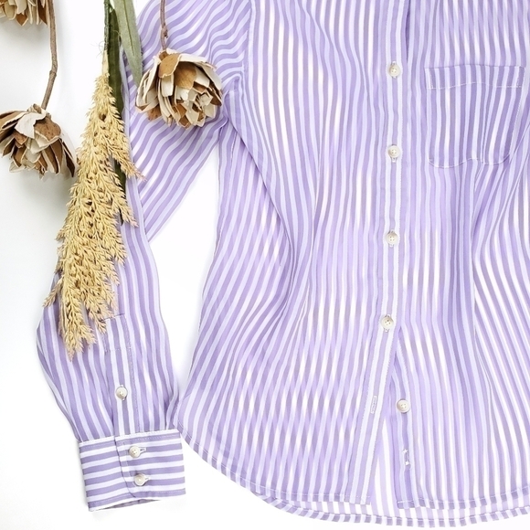 American Eagle Outfitters Sheer Purple Stripe Top - Picture 7 of 11